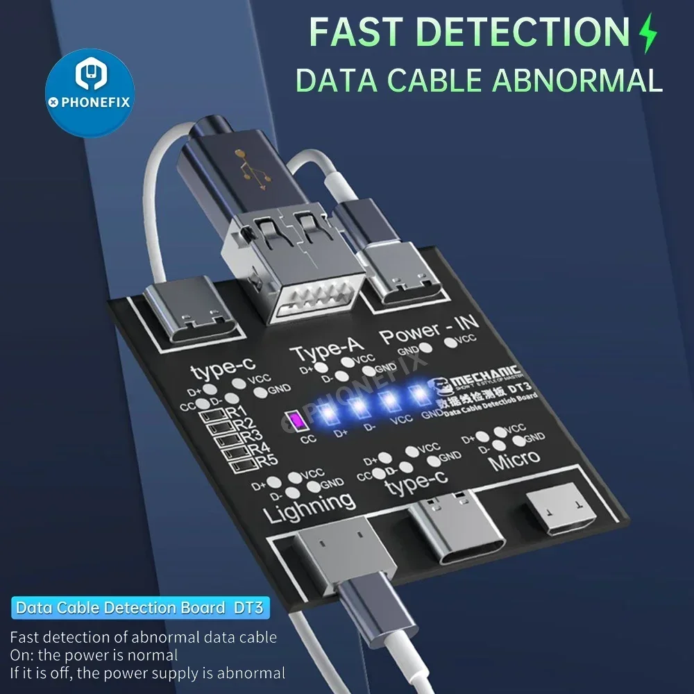 

MECHANIC DT3 USB-C Lightning Cable Тестер Плата Тестовая печатная плата Короткое замыкание Вкл.-Выкл. Переключение ForiOS Android Data CableDetection