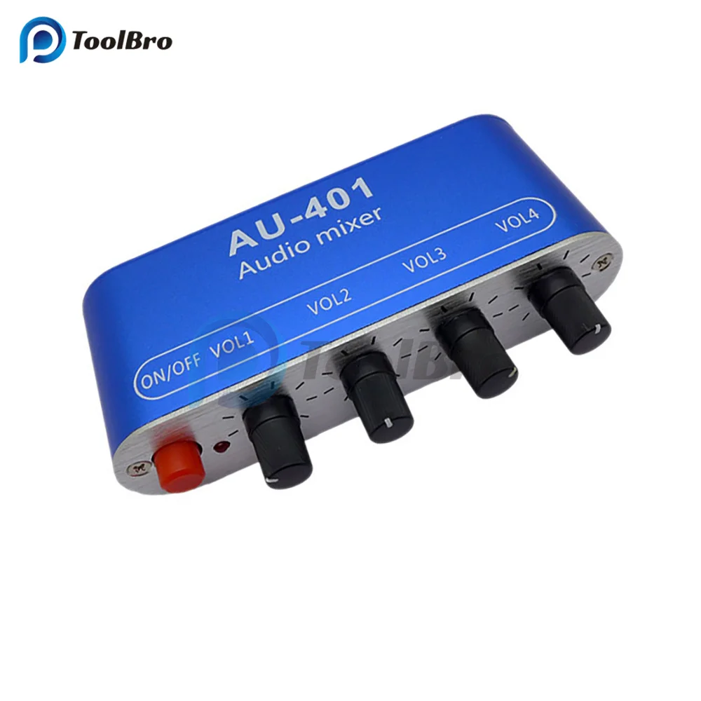 AU-401 DC 5 В-12 В стерео аудиомикшер 4 входа 1 выход плата индивидуального управления
