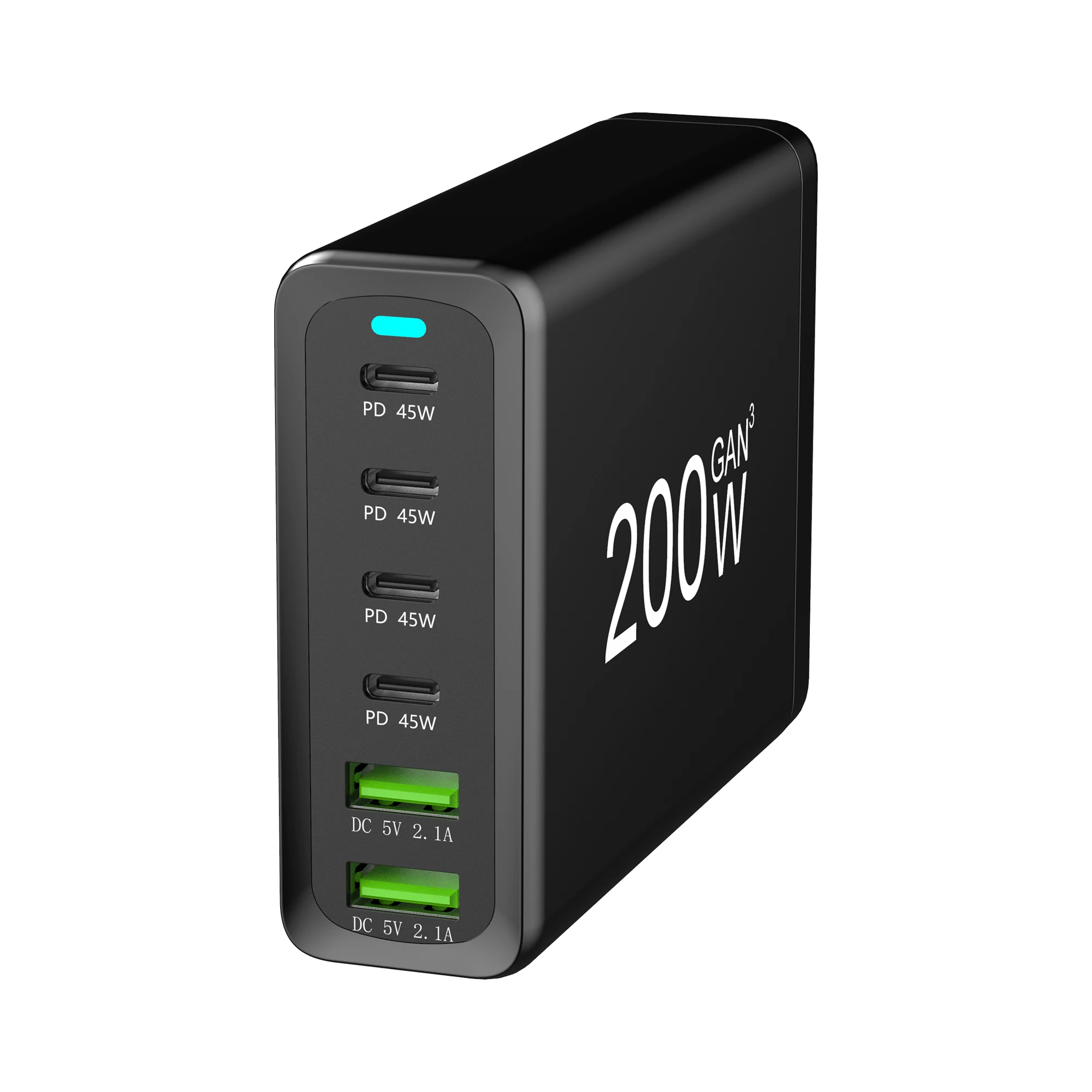 Быстрое зарядное устройство 200 Вт USB C GaN 4 в 1 зарядная станция с 2 USB-C(40 + 20 Вт) и