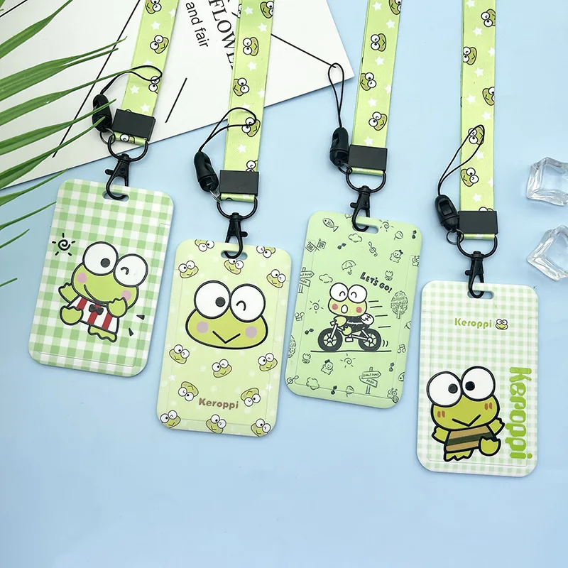 

Sanrio Anime KEROKERO KEROPPI Lanyard Card Cover Keychain Cartoon Hello Kitty Melody Kuromi Cinnamoroll PVC Subway ID Card Cover