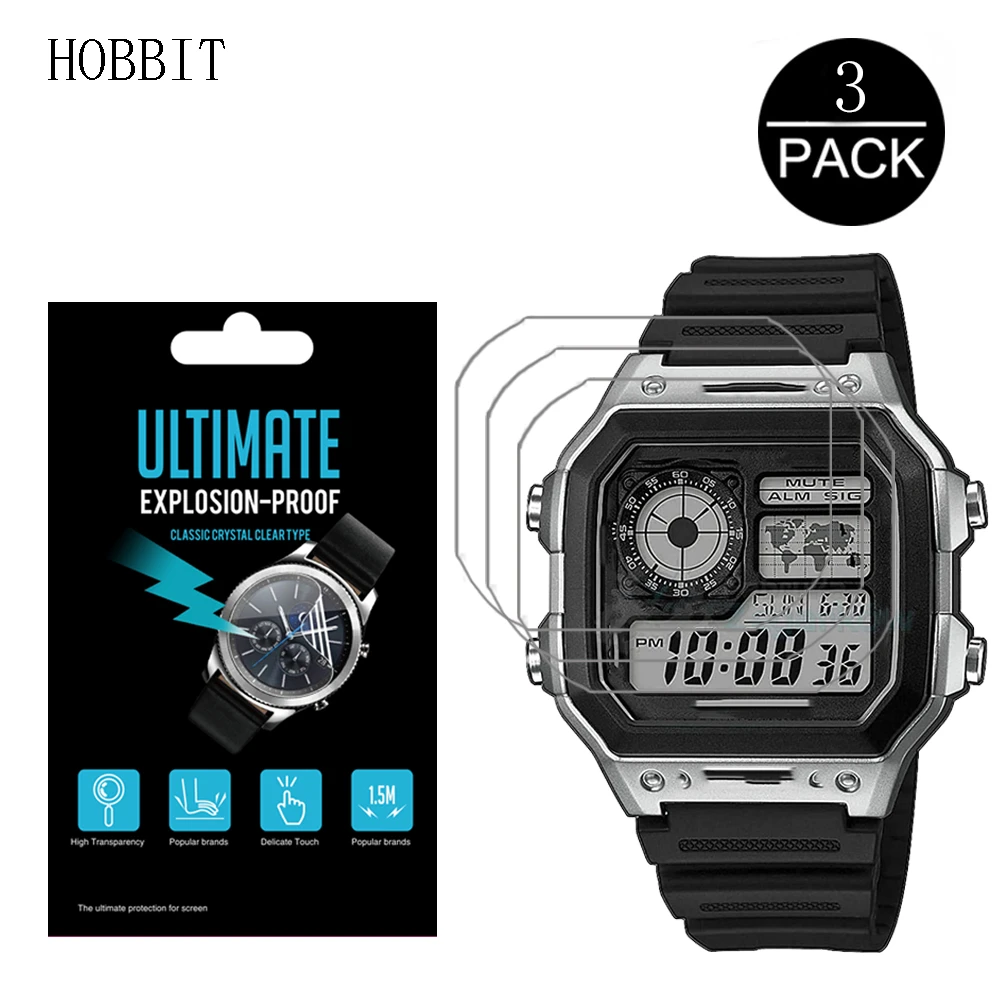 

3PACK Nano Explosion-proof Screen Protector For Casio AE-1200 AE-1300 AE1200 / AE1200WH-1A / AE1200WHD-1A Sport Watch LCD Film