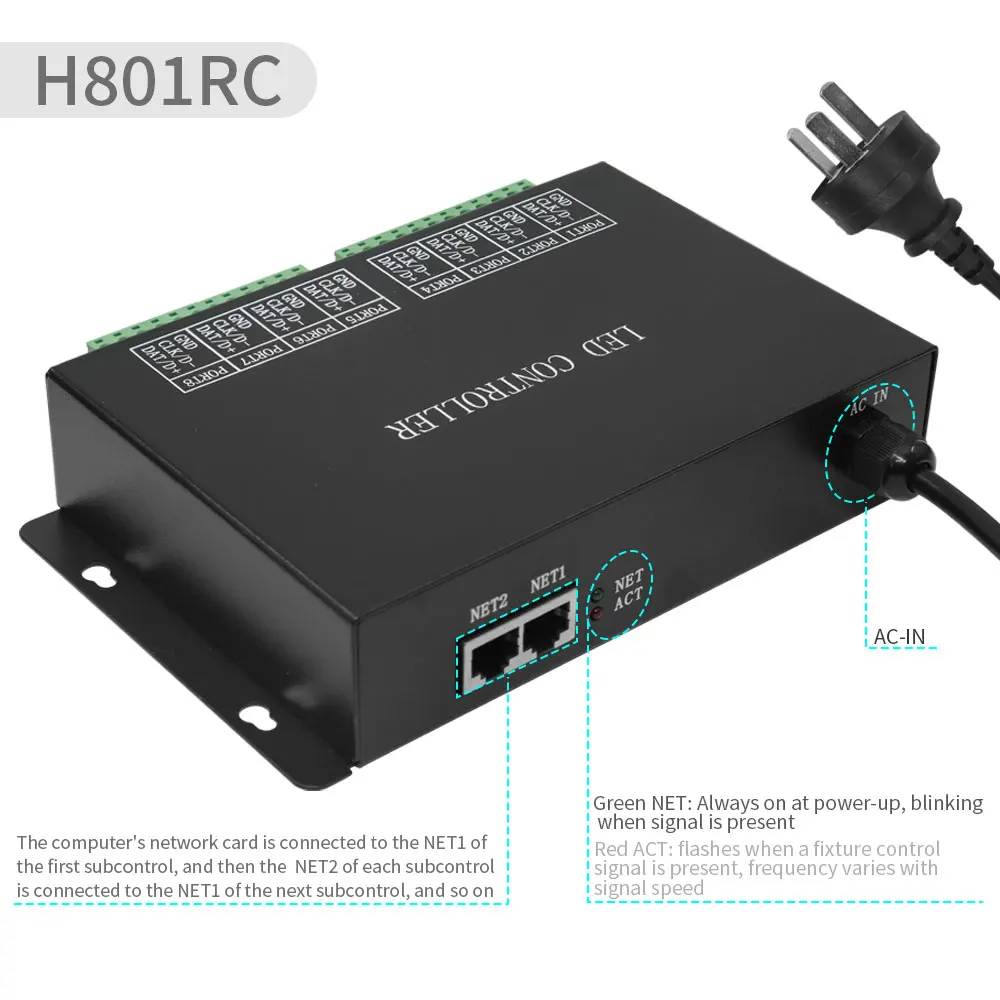 H801RC H802RA H803TC WS2812B WS2815 Светодиодная лента RGB Artnet Eternet-SPI Пиксельный контроллер WS2811