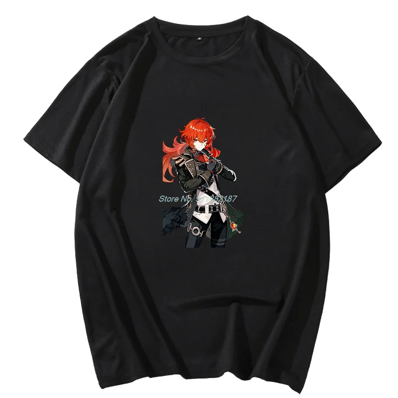 

Genshin Impact Diluc Short Sleeved Tshirt graphic t shirts Game Anime Harajuku Streetwear Summer oversize t-shirts Men clothing
