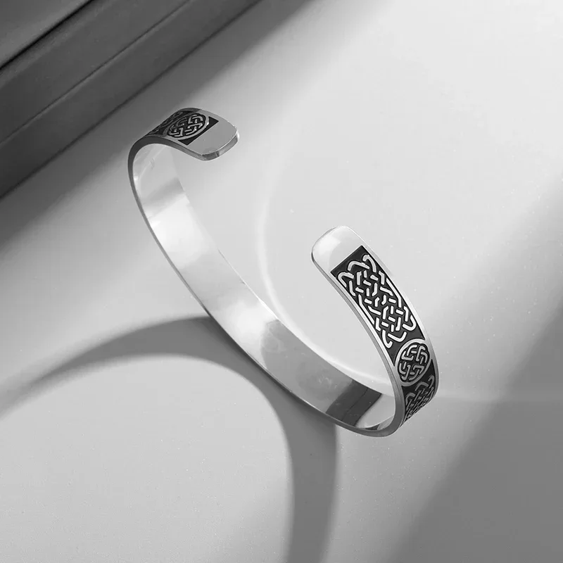 Скандинавский кельтский узел Открытый браслет из нержавеющей стали удачный