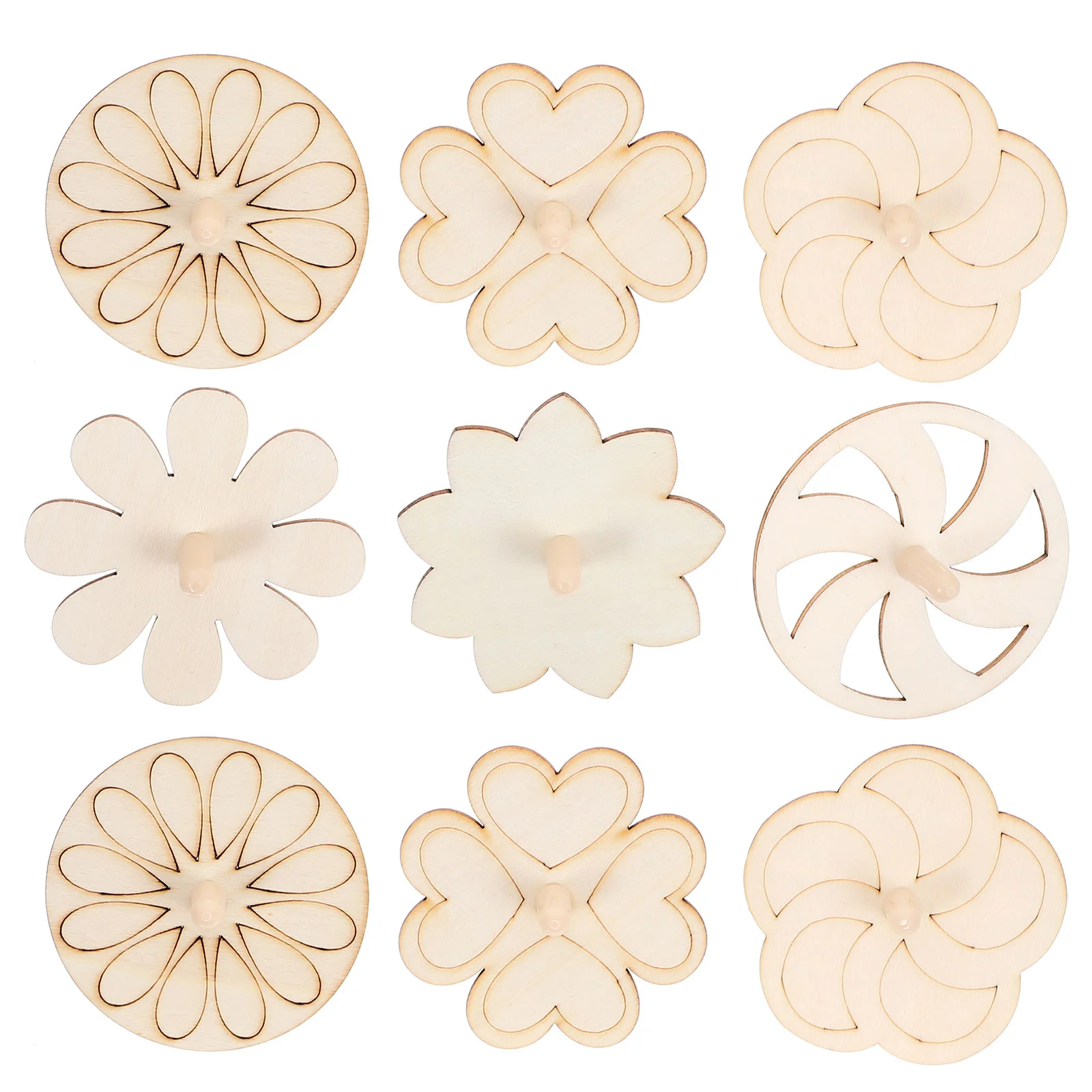 

24 Pcs Gyroscope Toy Wood Unpainted Unfinished Four Leaf DIY Wooden Child