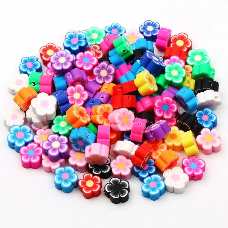 20/50/100pcs Mixed Flower Polymer Clay Beads Handmade Flower Beads For Jewelry Making DIY Bracelet Necklace Crafts Accessories