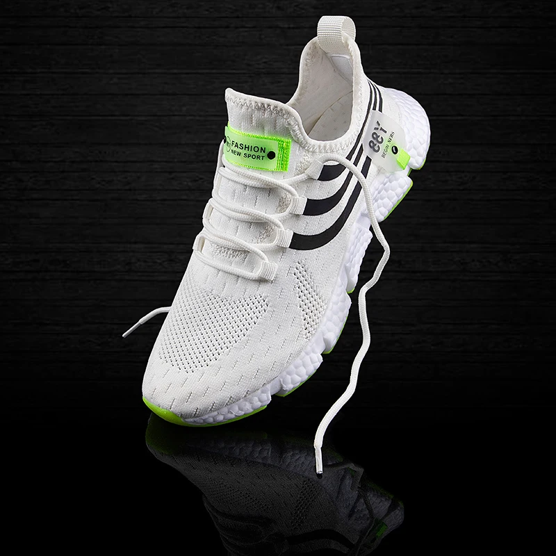 Men's and Women's Mesh Breathable Sports Running Shoes Men's Lightweight and Non slip Classic Sports Casual White Shoes