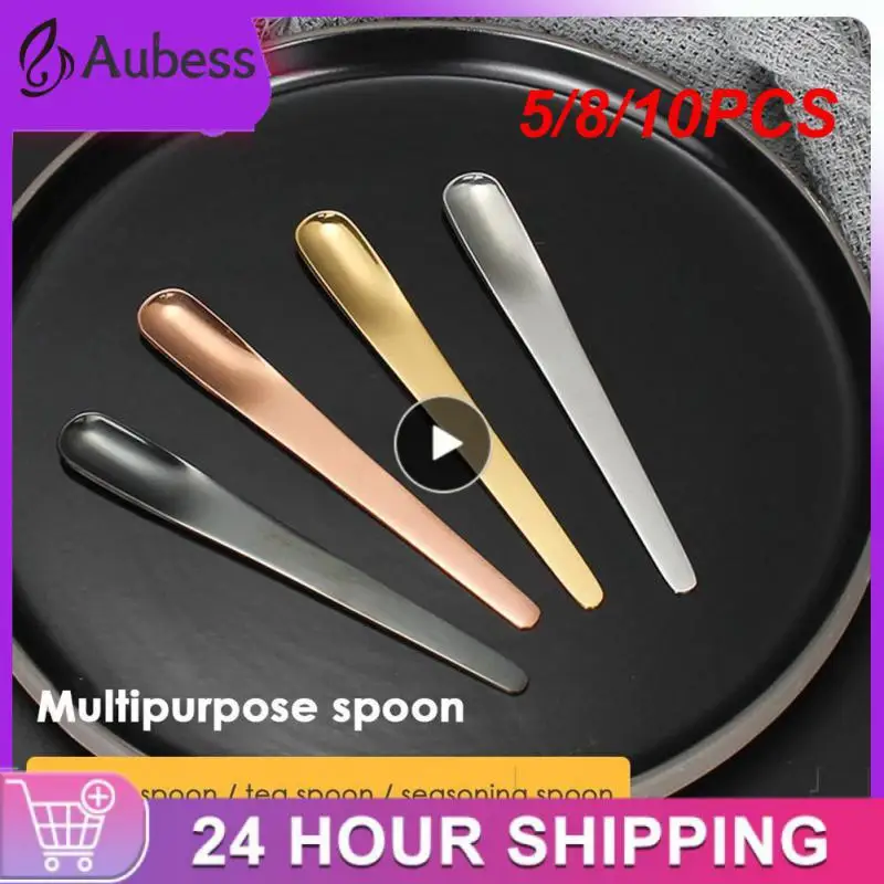 

5/8/10PCS Stainless Steel Ice Cream Spoons Retro Coffee Scoops For Dessert Small Stirring Spoon Mixer Stirring Bar Tableware