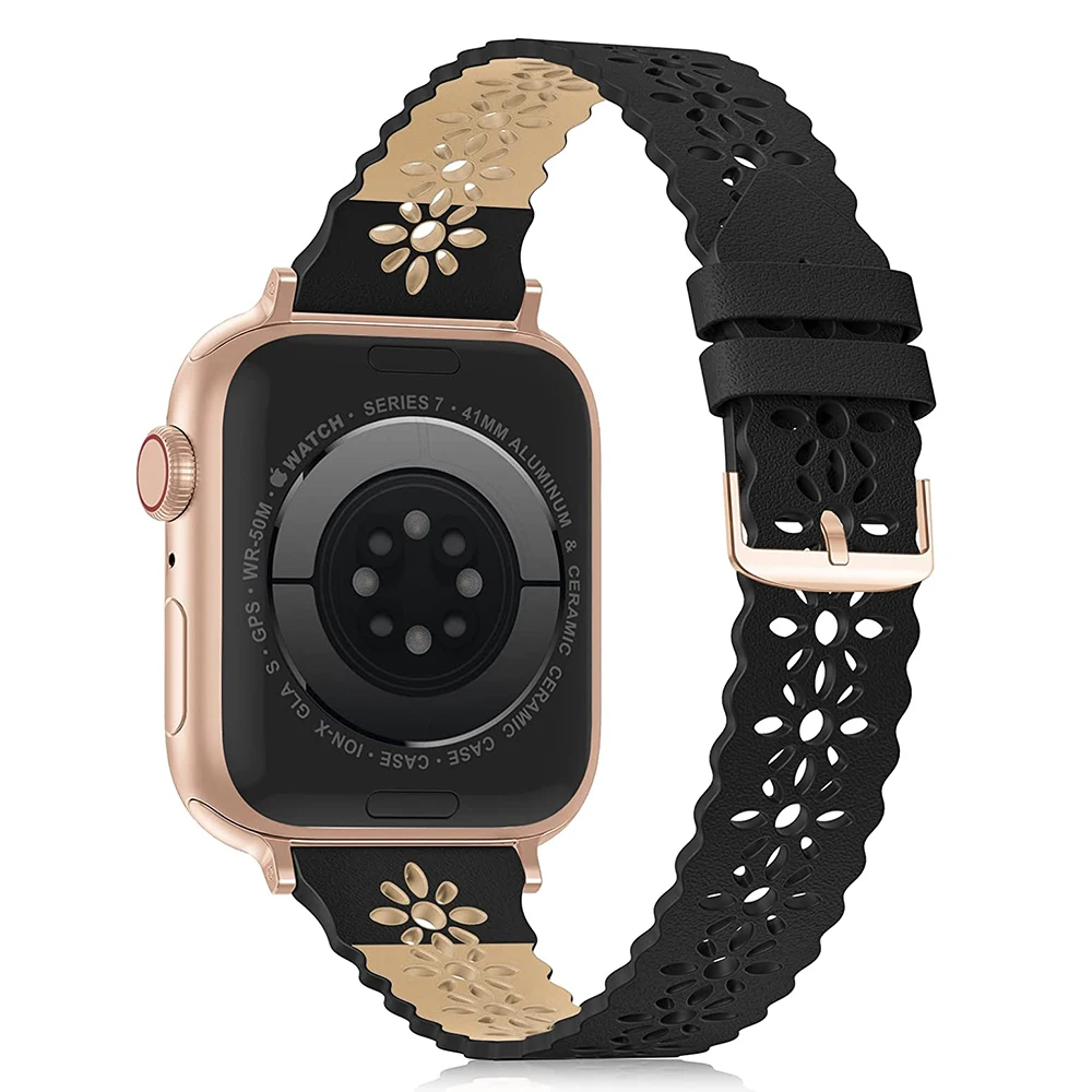 Leather Metal Magnetic Strap for Apple Watch 7 6 5 4 3 2 1 Stainless Steel Band 44mm 40mm 42mm 38mm 41mm 45mm Wristband Bracelet