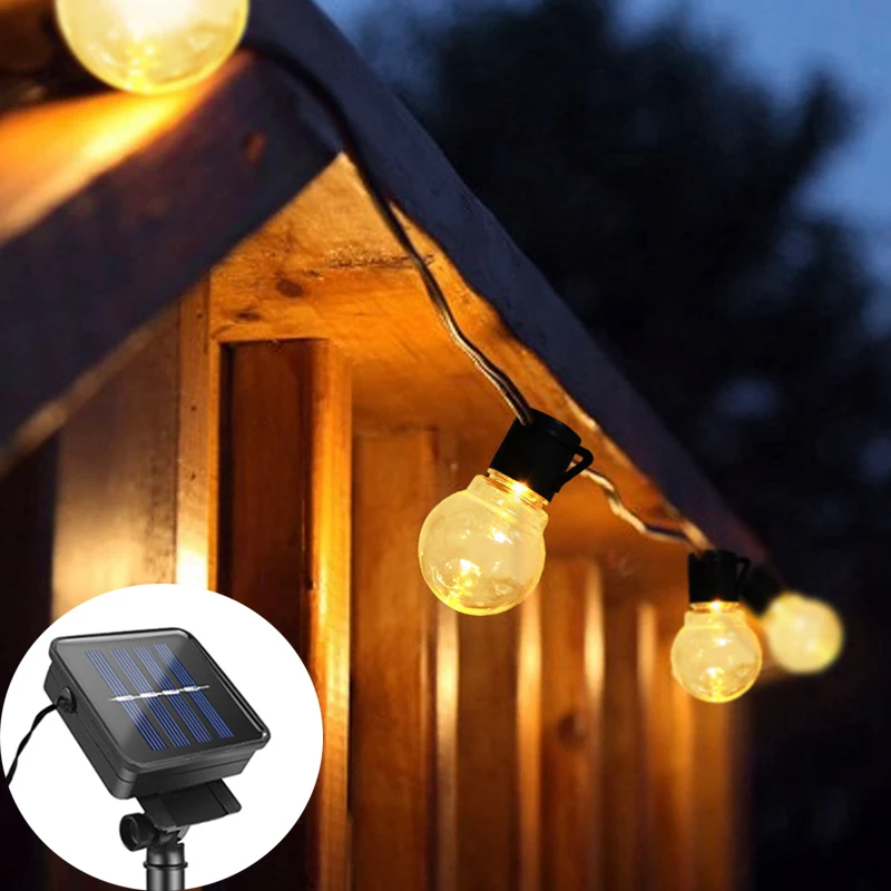 Outdoor Lighting Solar Garden String Wall Lamps Waterproof LED Bulb Garland Fairy Lights Night Patio Christmas Decor 110V 220V