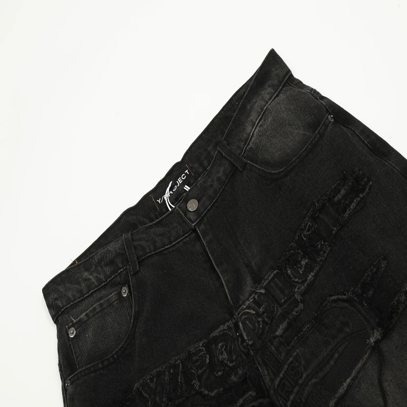 Мужские состаренные джинсы с прямыми штанинами Y/Project винтажные ковбойские брюки
