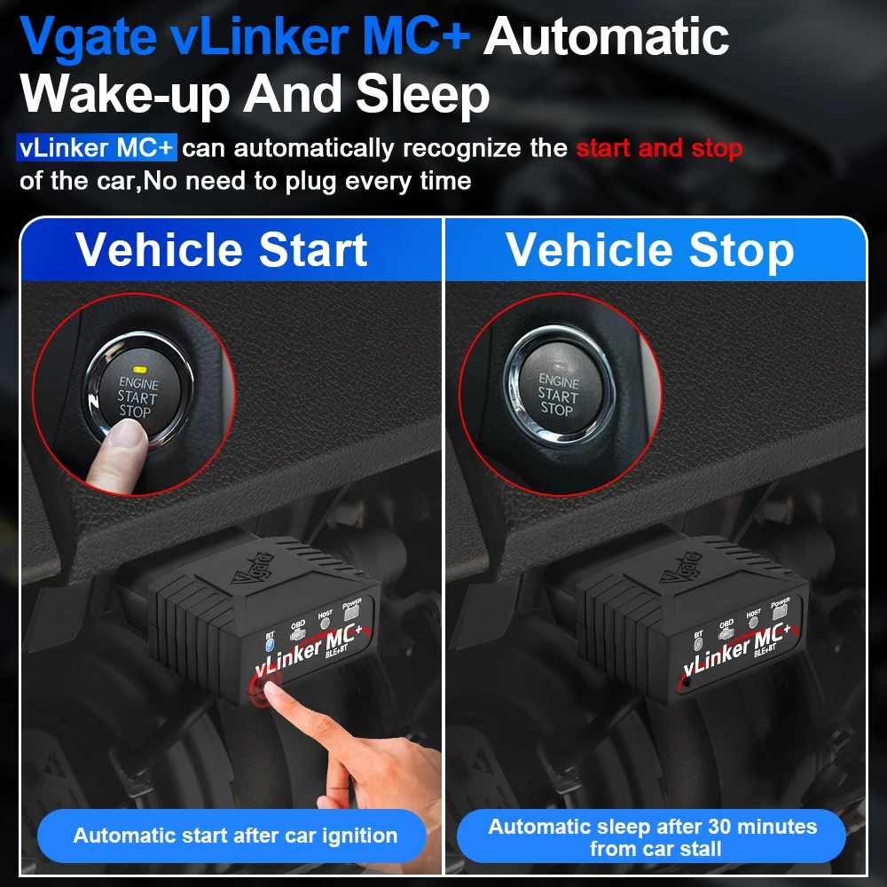 Фото Vgate vLinker MC + ELM327 V2.2 Bluetooth 4,0 OBD2 сканер OBD 2 для BimmerCode для FORScan Auto автомобильные диагностические инструменты №4