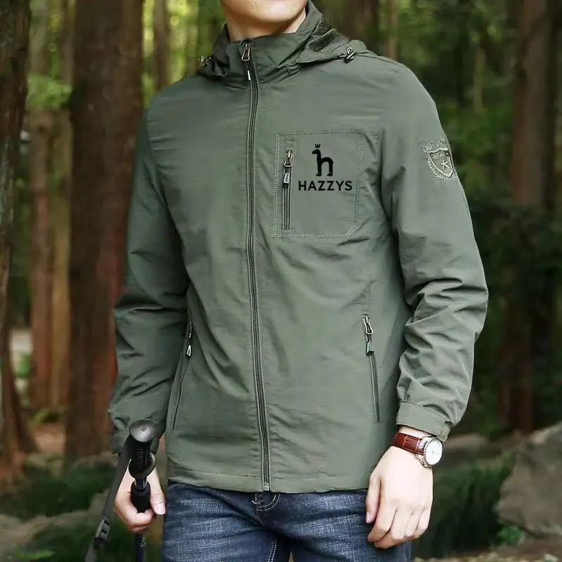 

Outdoor Men Fall Waterproof Coat Fashion Casual Military Camping Jackets HAZZYS Male Outerwear Green Windbreaker Big Size 5XL