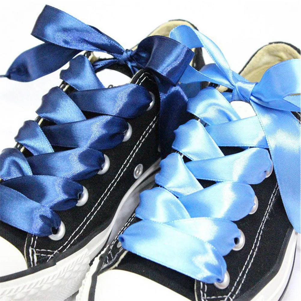 

1Pair Silk Shoe laces Satin Ribbon Flat Shoelaces Women Sneakers Shoelace Boots laces for shoes Length 80CM 90CM 100CM 110CM