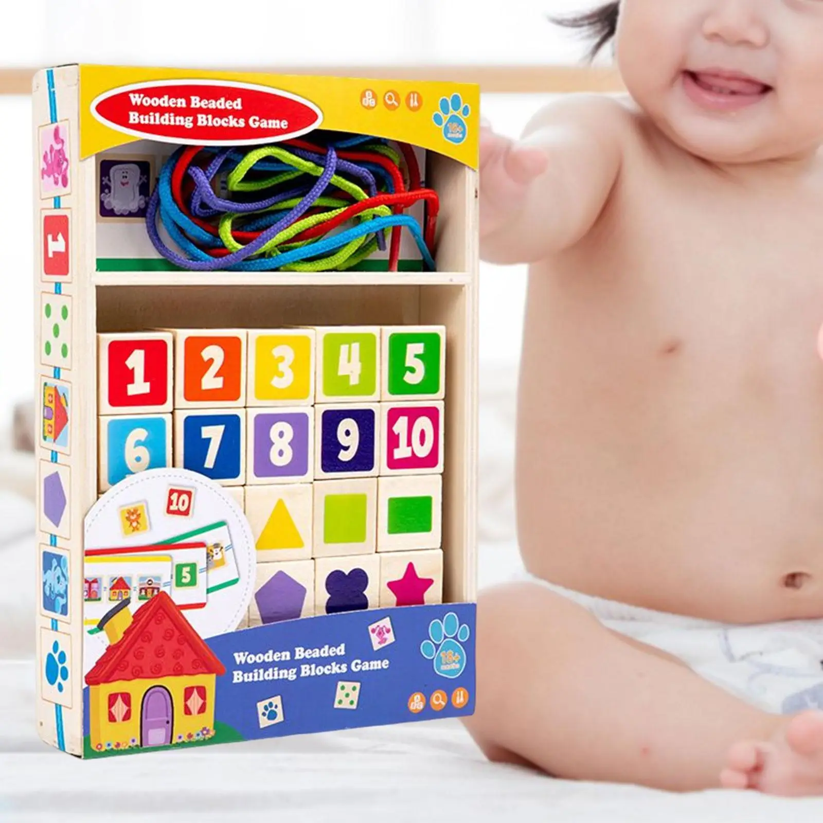 

Wooden String Threading Beads Rainbow Lacing Toy Fine Motor Skills Educational