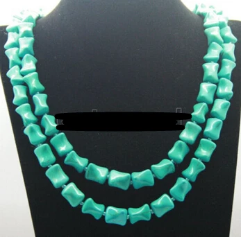 

Unique Shape Blue Turquoise Beaded Long Necklace 47''Jewelry