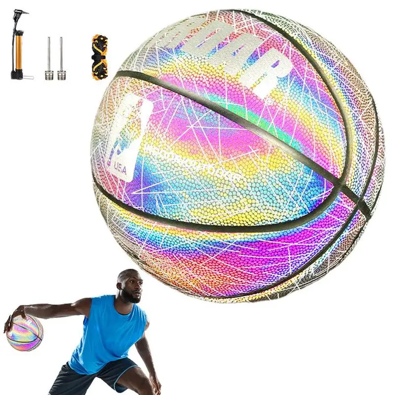 

Reflective Basketball Set Reflective Glowing Luminous Basket Ball Size 7 Glowing Basketballs For Light Up Camera Shots Gifts