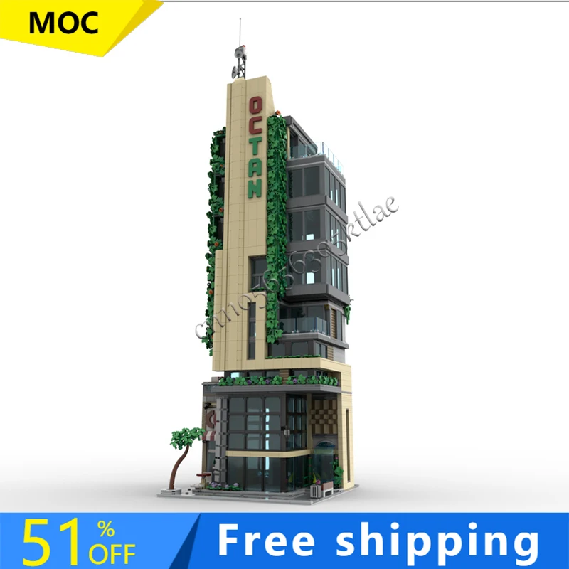 Фото 4566 деталей MOC: Модульный современный зеленый офисный комплекс для сборки, развивающая игрушка для детей, популярный подарок на день рождения №1