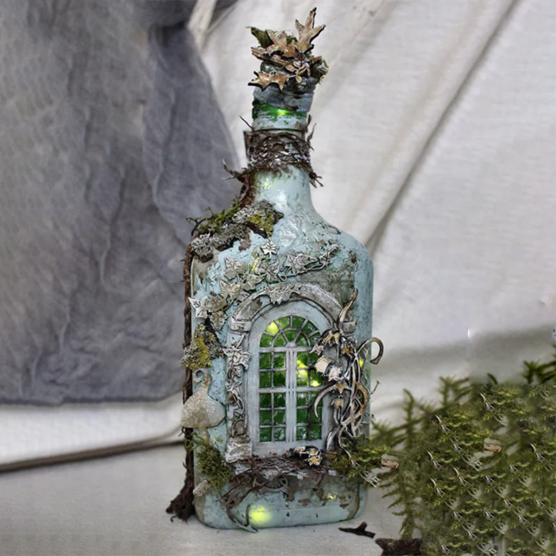 

New Product Mysterious Ghost Castle Forest Luminous Creative Wine Bottle Home Garden Decoration Resin Crafts