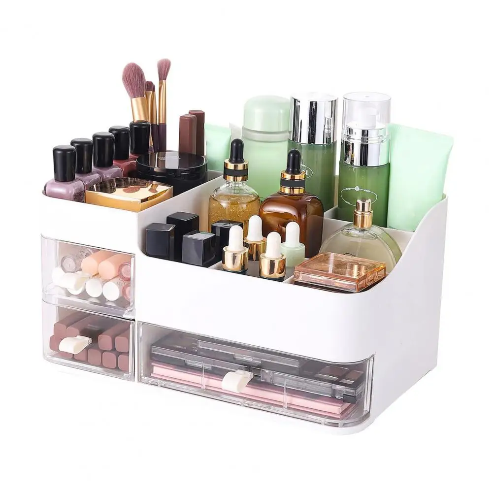 

Cosmetic Storage Box Makeup Organizer with Transparent Drawers Stylish Storage Solution for Skincare Perfume Eyeshadow Palette