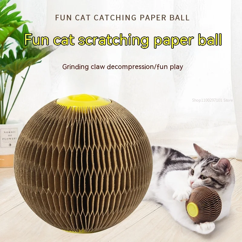 

Corrugated Paper Cat Grinding Claw Toy with Feathers Wear Resistant Scratch Resistant Round Cat Interactive Toys Pet Supplies D