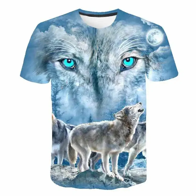 

Kids Boys T-shirt Baby Short Sleeve Animal Wolf Tops Children Print 3D Sweatshirt 1-14 Years Boy Girl Cool Wolf T-Shirts