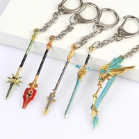 game genshin impact weapons sword keychains cosplay character skyward blade metal alloy key rings fans gifts collections props
