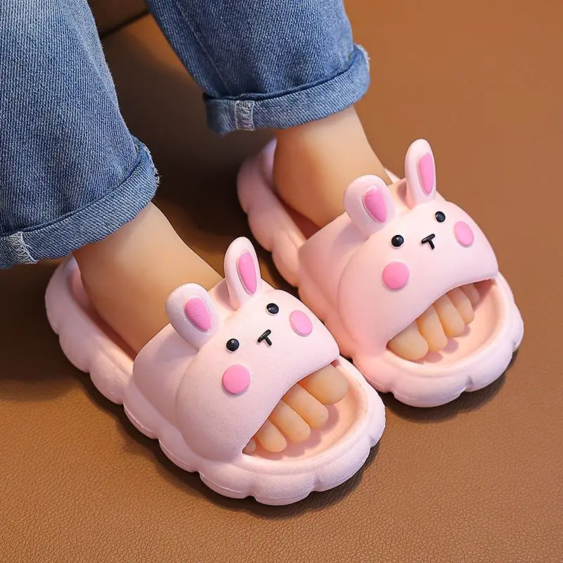 Kids Summer Slides Soft Sole Non Slip Baby Indoor Slippers Cute Rabbit Animals Slippers Boys Girls Home Slipper Children Slides