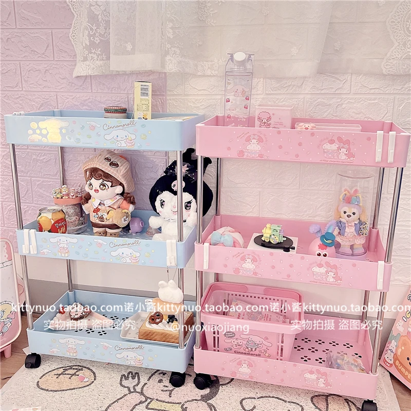 Фото Корзина Sanrio Mymelody Cinnamorol в японском стиле, симпатичная розовая корзина с тремя звеньями на потолок для спальни, корзина для хранения красоты №2