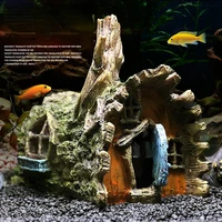 fish tank landscape decoration imitation tree root wooden house aquarium decors fish and shrimp shelter cave creative ornaments