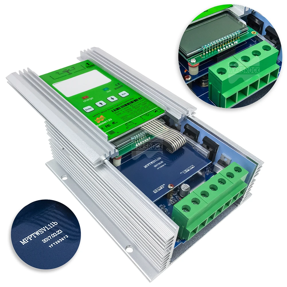 

2KW 2.4KW MPPT Hybrid Wind Solar Controller For 12v 24v 48v Lithium Battery Colorful LCD Display Optional WIFI GPRS APP