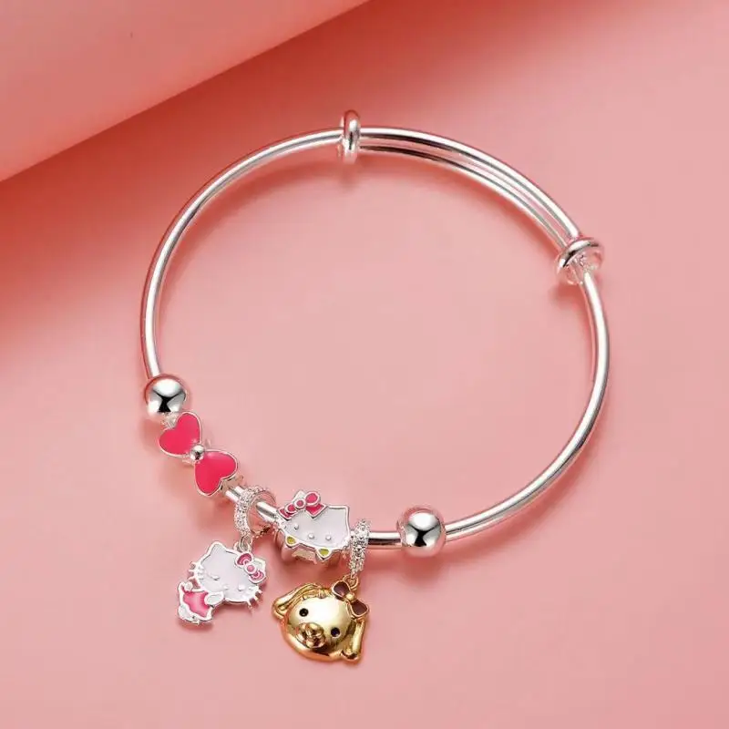 

Sanrioed Kitty Bracelet Kawaii Chinese 12 Zodiac Signs Bangle Kt Cat Gragon Rabbit Tiger Sheep Cow Lucky Wristlet Handcirclet