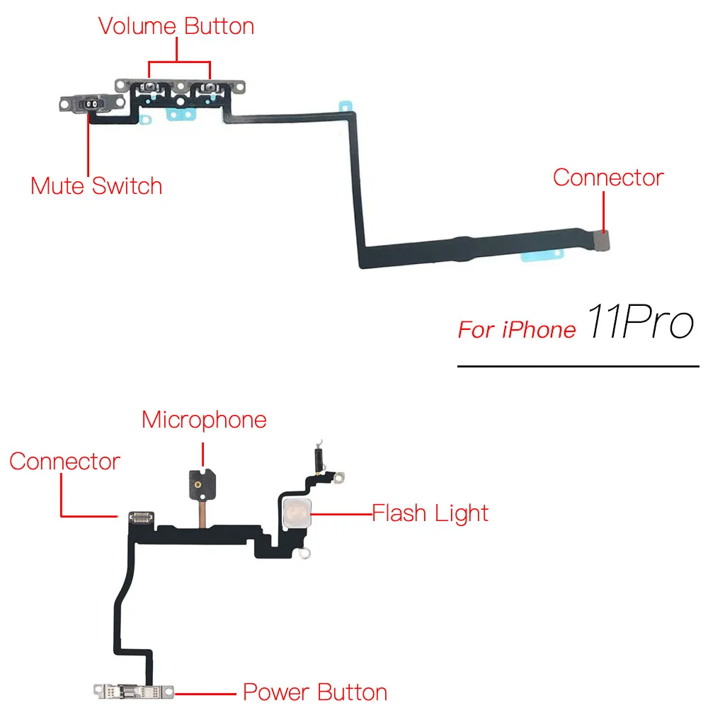 Гибкий кабель кнопки питания и Voulme для iPhone 11 Pro Max сменный переключатель звука со