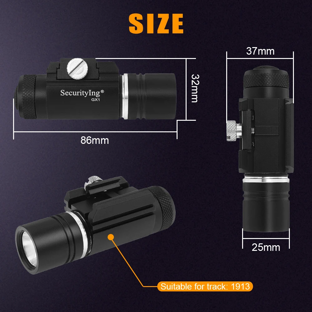 Мини-фонарь для пистолета SecurityIng мощный фонарь 320 лм тактическое оружие