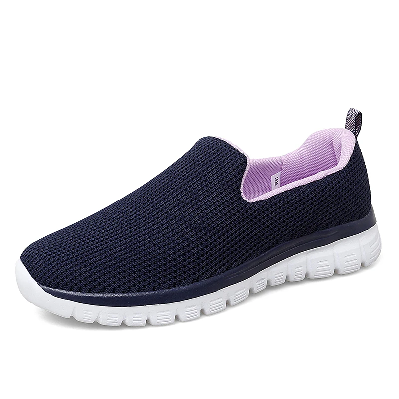 

Women Walking Sneaker Mesh Breathable Female Knitted White Vulcanized Shoes Casual Slip on Ladies Flat Shoes Comfort Footwear