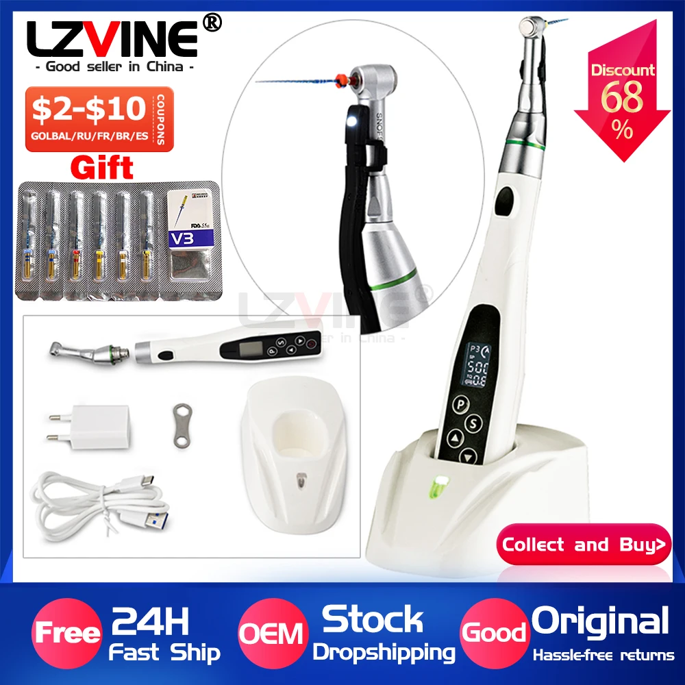 

Dental Wireless Endo Motor Smart With LED Lamp 16:1 Standard Contra Angle Low Speed Handpiece Dentistry Endodontic Instrument