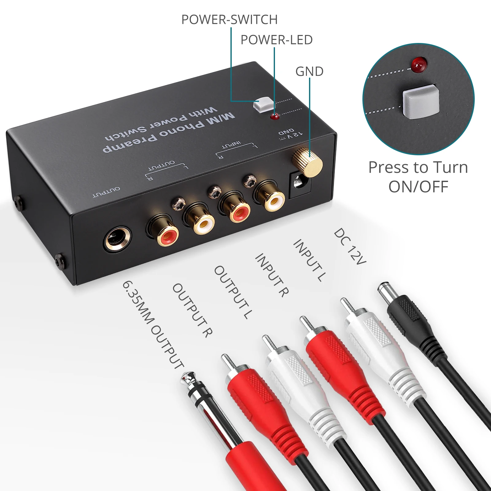 Neoteck M/M Phono Preamp с выключателем питания преусилитель проигрыватель preamp RCA вход