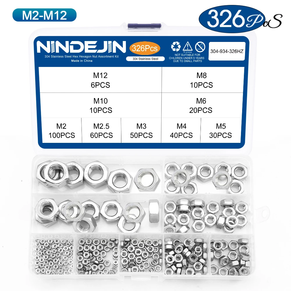 

NINDEJIN Набор шестигранных гаек из нержавеющей стали М2-М12
