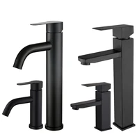 Bathroom Faucet Matte Black Sink Single Hole Basin Vanity Deck Mount Commercial Modern Mixer Tap Supply Hose Lead-Free