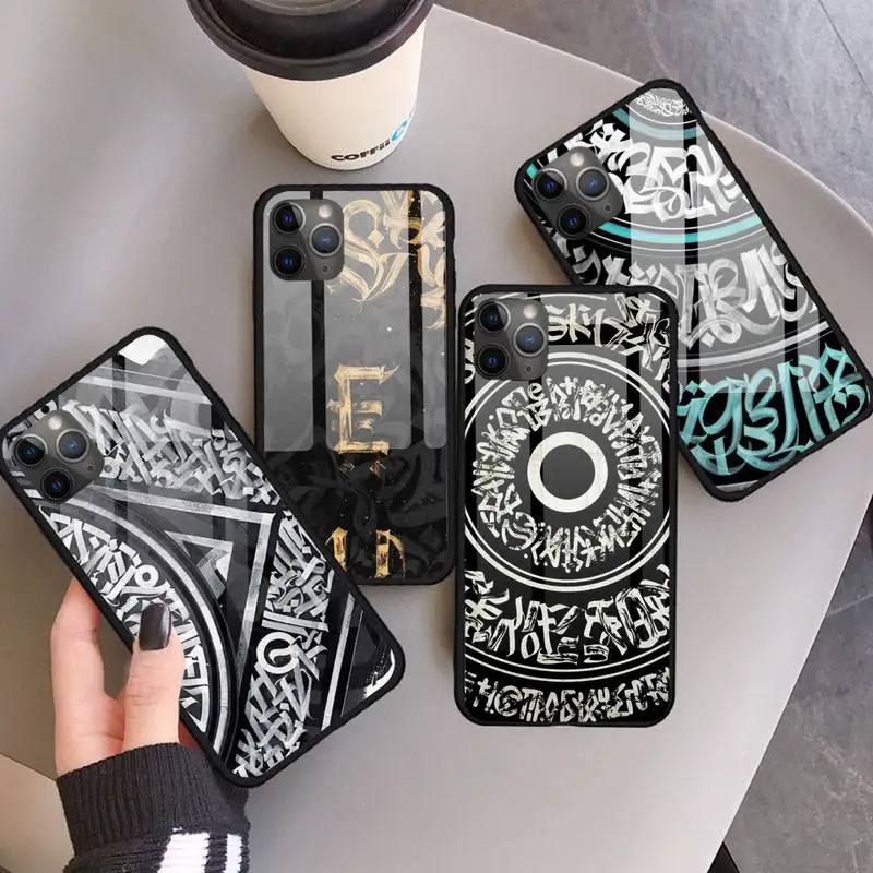 

Pokras Lampas Art Graffiti Phone Case Tempered glass For iphone 11 12 13 PRO MAX mini 6 7 8 plus X XS XR