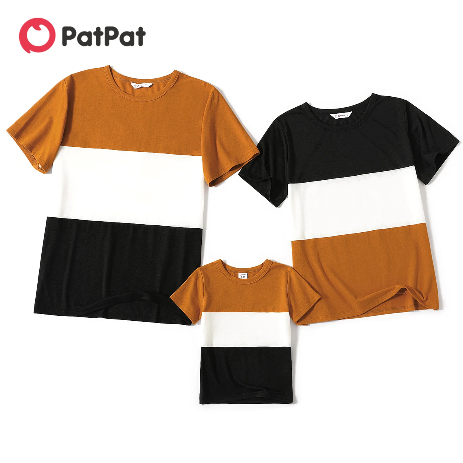 

PatPat Family Matching Round Neck Colorblock Splicing Short-sleeve T-shirts