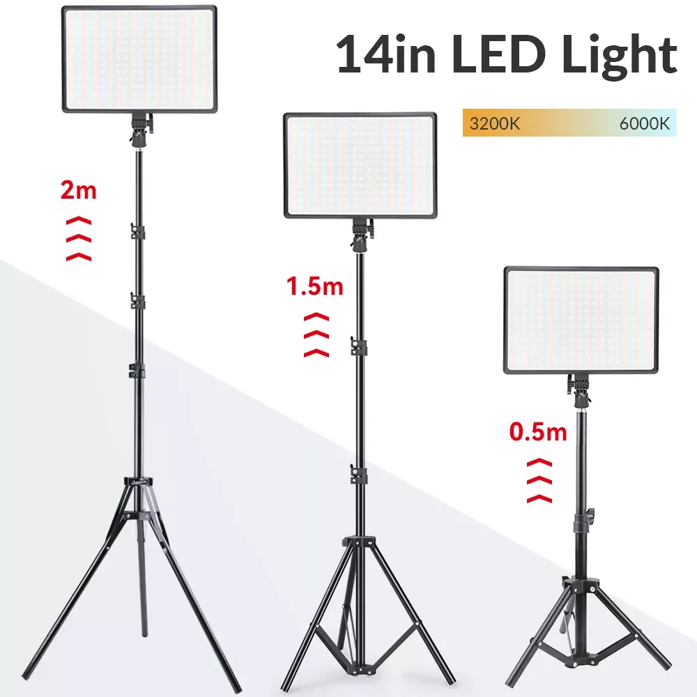 

Dimmable LED Video Light Panel 3200K-6000K Photography Lights With Tripod Remote Control For Youtube Photo Studio Lamp