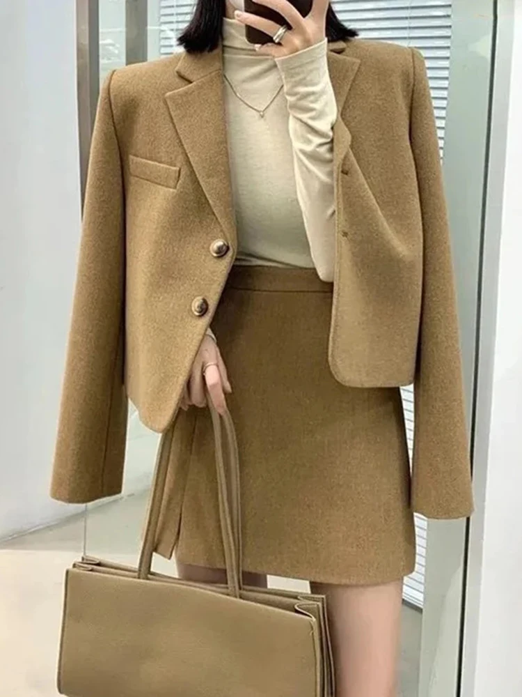 Женский офисный костюм-двойка Sungtin корейский стиль шерстяной Блейзер