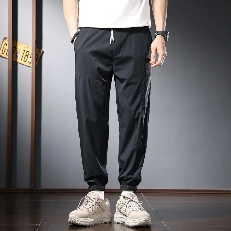 

Sport Jogging Pants Men Summer Fashion Casual Gym Black Lightweight Elastic Waist Drawstring Joggers Trousers
