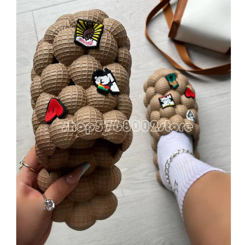 

Unisex Summer Slides For Women Outdoor Open Toe Slippers Bubble Massage Litchi Sandals Brand Fashion Designer Sandals Men Clogs