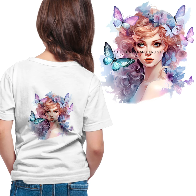 Акварель сказка бабочка эльф девочка DTF Термотрансферная одежда для детей