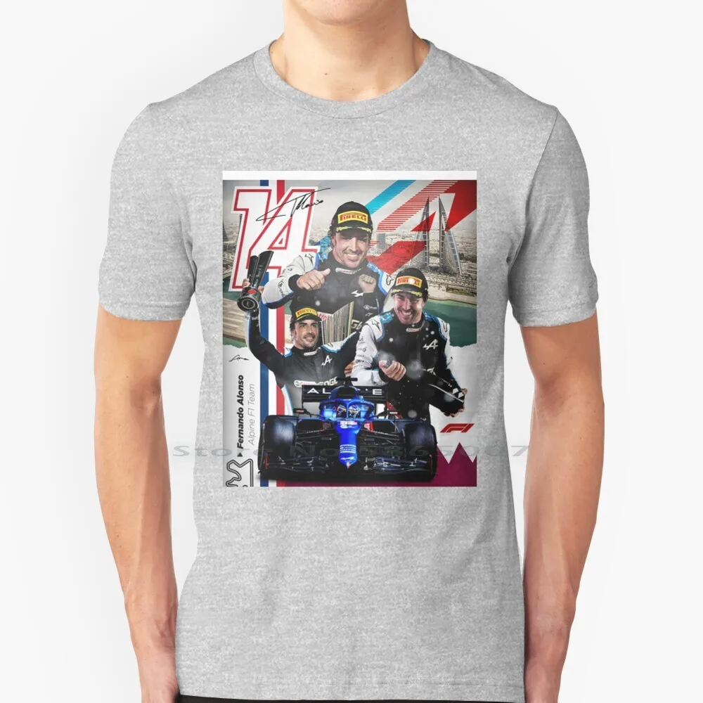 

Fernando Alonso Qatar Podium T Shirt 100% Cotton Fernando Alonso Fa14 Nano Alpine Qatar Gp Losail Motorsport Art Design Sheets