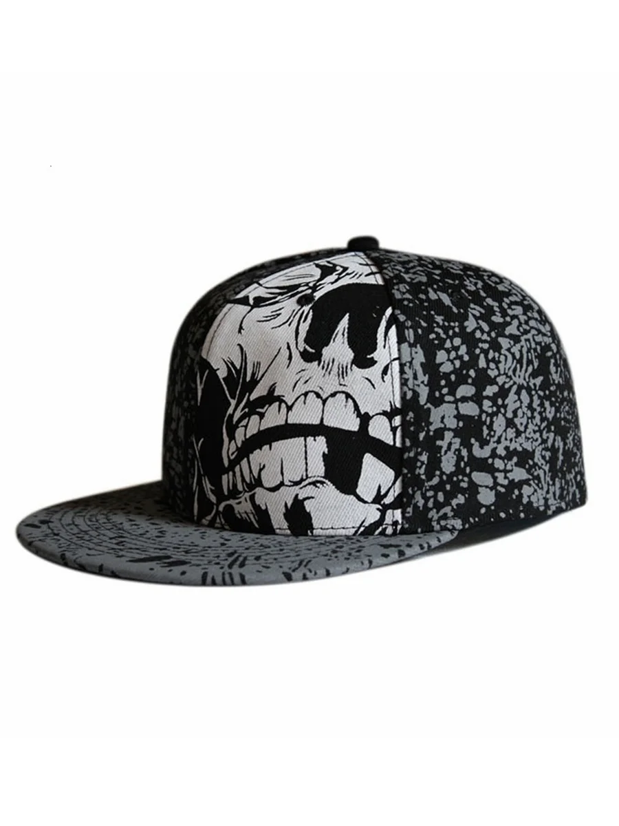 

Full close hip hop skull cap whole closure women men's leisure flat brim bill hip hop baseball cap fitted snapback hat