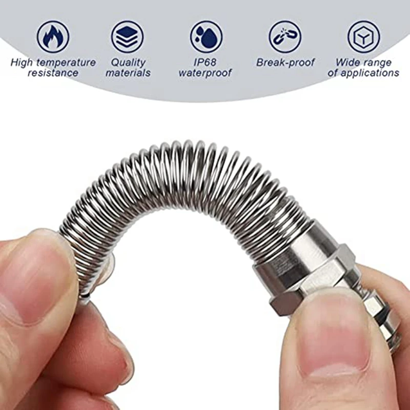 

M12 Metal Anti-Bend Cable Glands Cable Glands Brass Nickel Plated Connectors For 3-6.5Mm Cable Connections Set Of 2