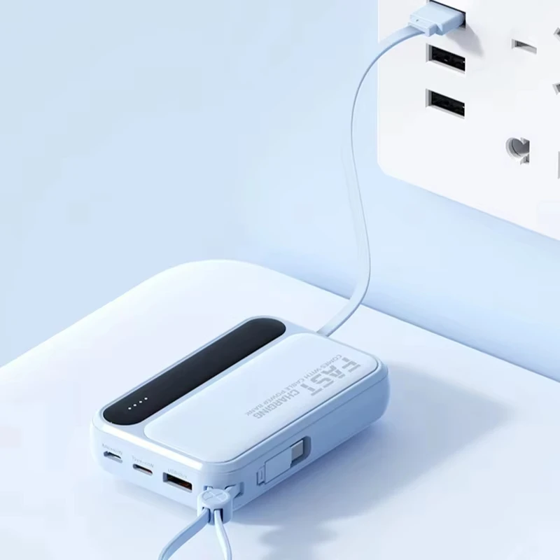 Фото Oneplus 50000 мАч Power Bank 4 в 1, встроенные кабели, интеллектуальный цифровой дисплей, портативный аккумулятор для IPhone, Samsung, Xiaomi №4